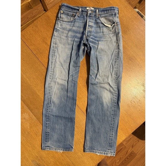 Levi's 501 Jeans Mens 32x32 (30x29) Blue Denim Button Fly Straight Leg 2000s Y2K - Picture 2 of 12